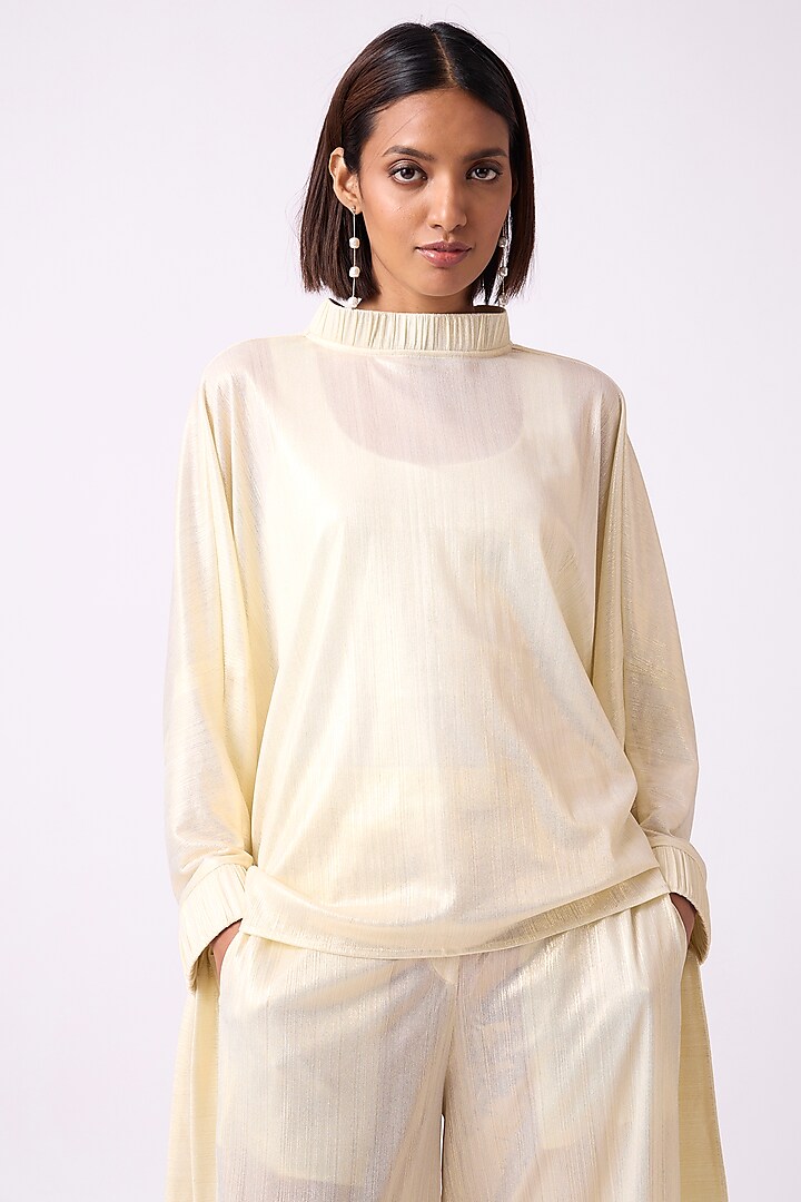 Light Gold Polyester Top by Scarlet Sage