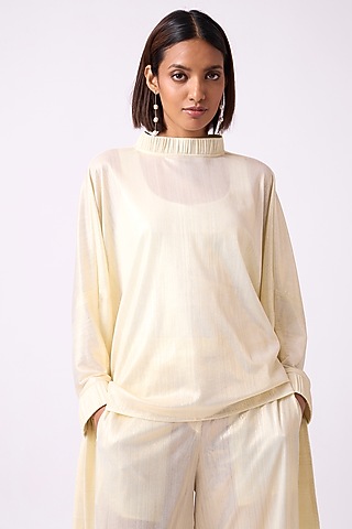 Light Gold Polyester Top by Scarlet Sage
