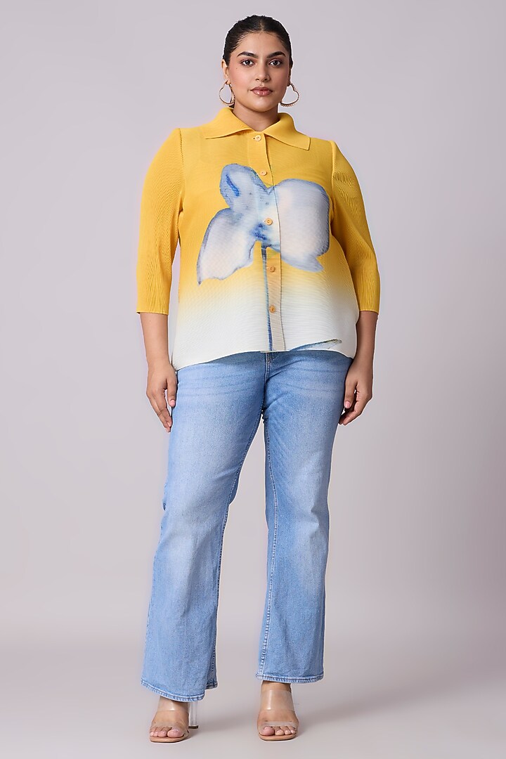 Yellow Ombre Polyester Boxy Shirt by Scarlet Sage at Pernia's Pop Up Shop