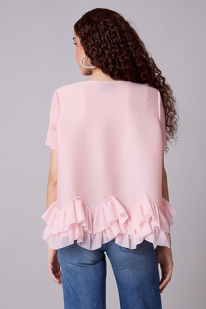 Light Pink Polyester Ruffled Top by Scarlet Sage at Pernia's Pop Up Shop
