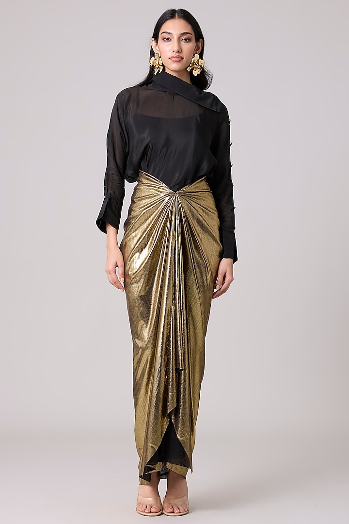 Gold Metallic Skirt Set by Scarlet Sage at Pernia's Pop Up Shop