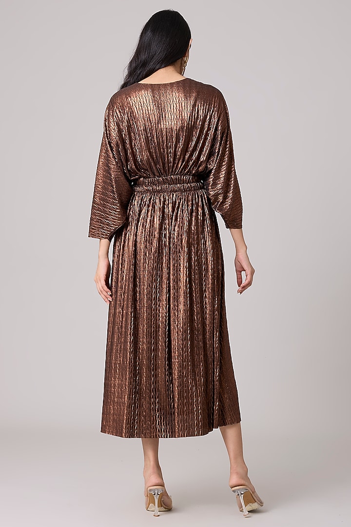 Copper Chevron Pleated Midi Summer Dress by Scarlet Sage at Pernia's Pop Up Shop