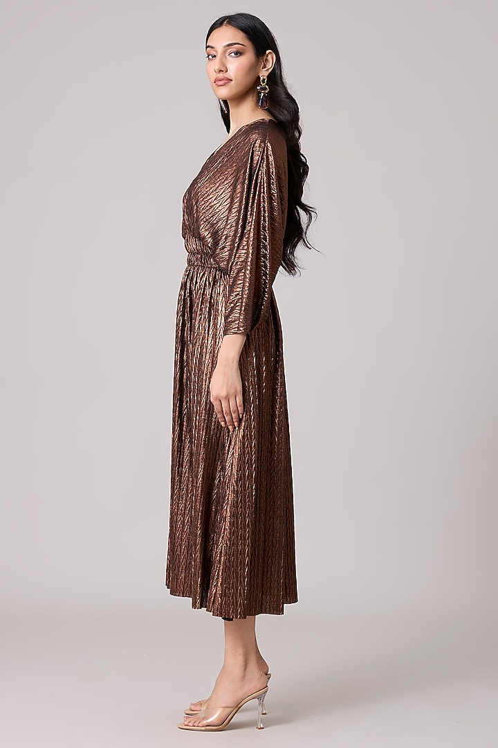 Copper Chevron Pleated Midi Summer Dress by Scarlet Sage at Pernia's Pop Up Shop