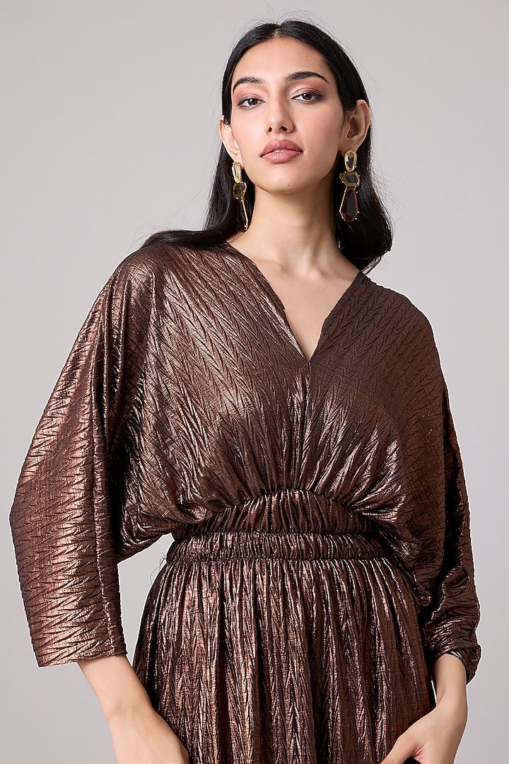 chevron pleated dress Copper Chevron Pleated Midi Summer Dress by Scarlet Sage at Pernia's Pop Up  Shop 2026
