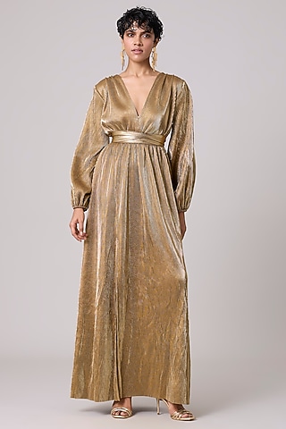 Gold Metallic Maxi Dress by Scarlet Sage