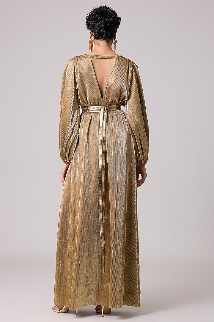 Gold Metallic Maxi Summer Dress by Scarlet Sage at Pernia's Pop Up Shop