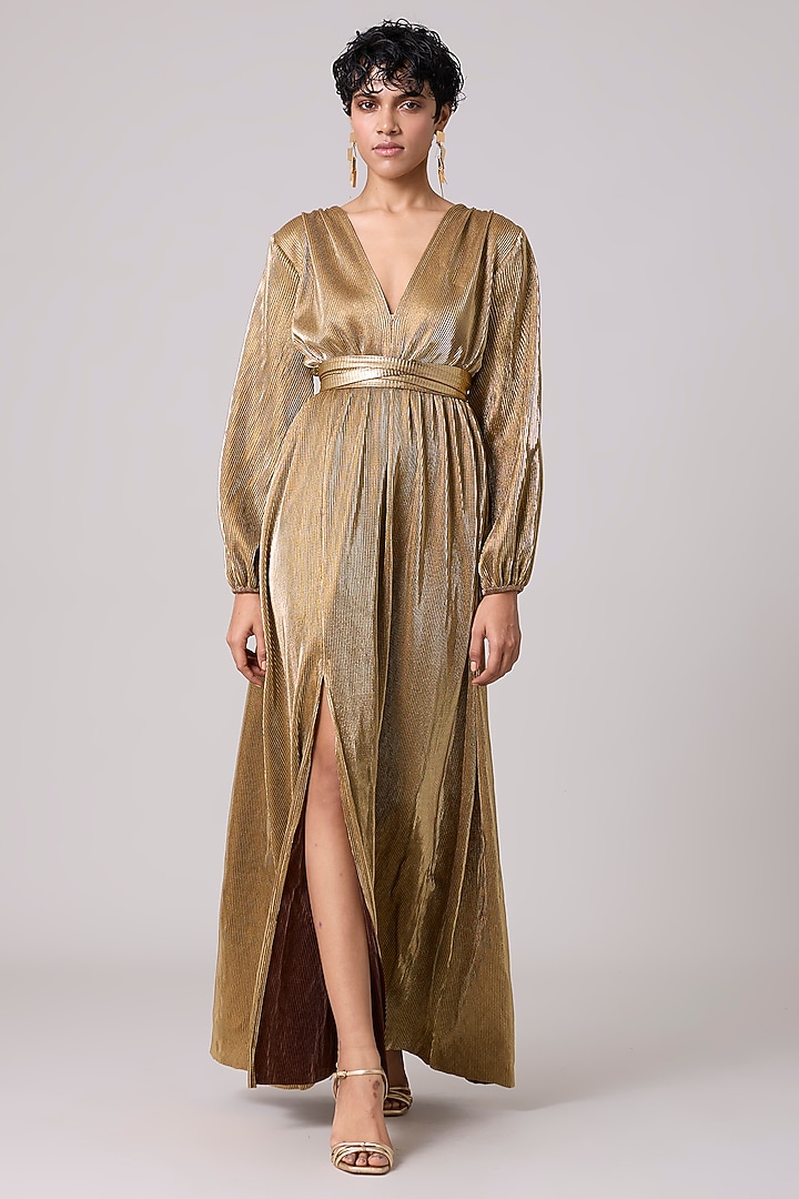 Gold Metallic Maxi Dress by Scarlet Sage at Pernia's Pop Up Shop 2026