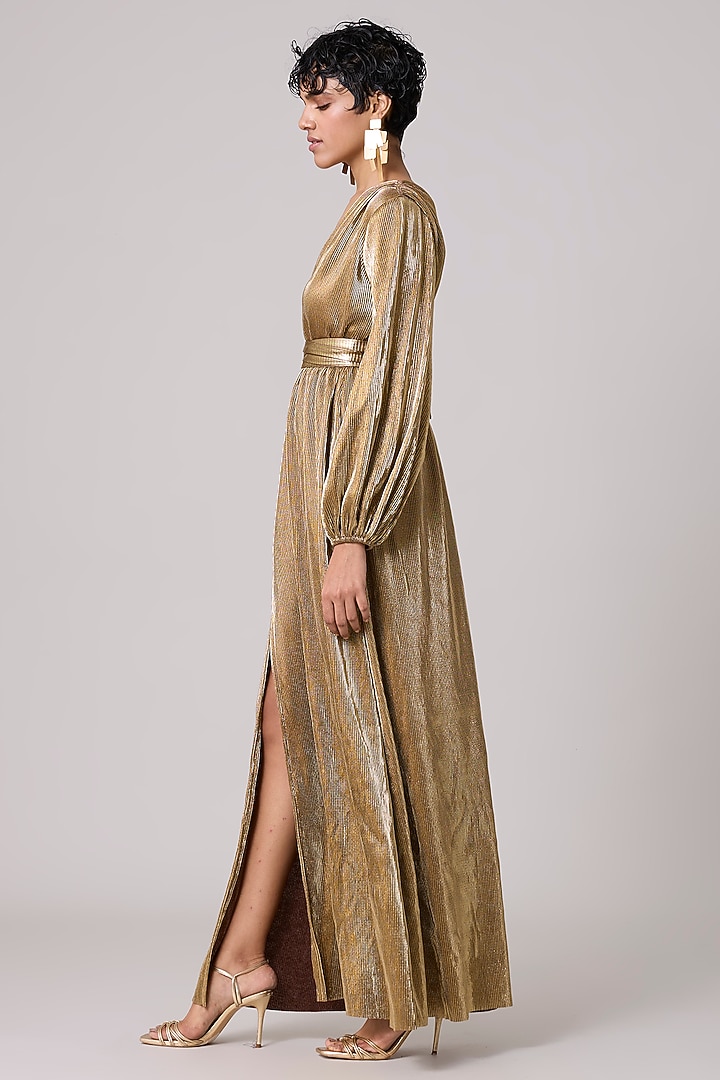 Gold Metallic Maxi Summer Dress by Scarlet Sage at Pernia's Pop Up Shop