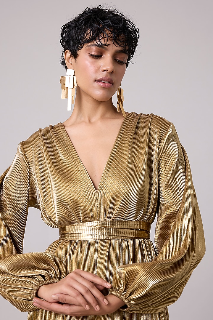 Gold Metallic Maxi Summer Dress by Scarlet Sage at Pernia's Pop Up Shop