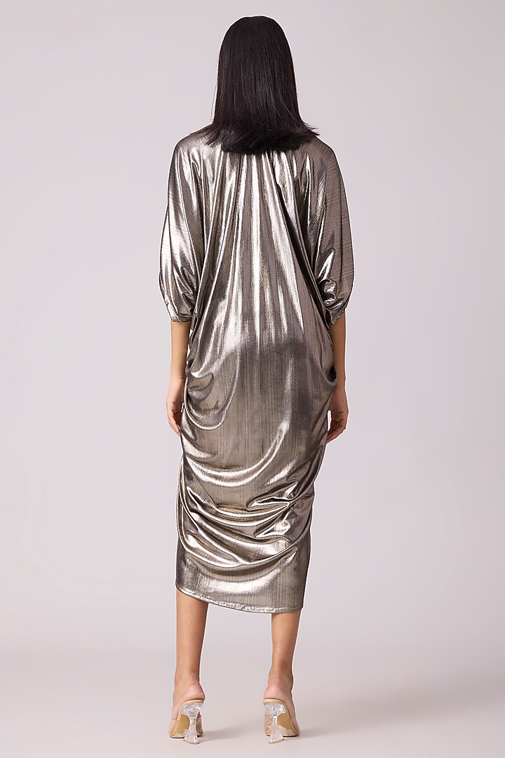 Dark Silver Polyester Kaftan Dress by Scarlet Sage at Pernia's Pop Up Shop