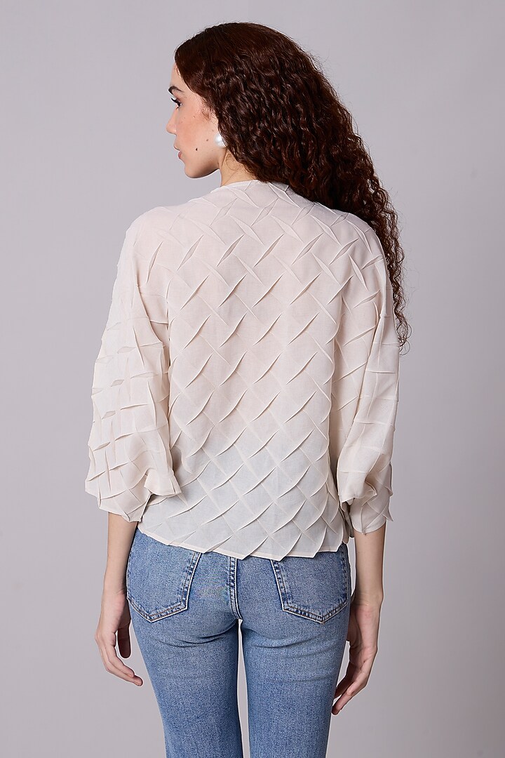 Sand Ivory Polyester Shirt by Scarlet Sage at Pernia's Pop Up Shop