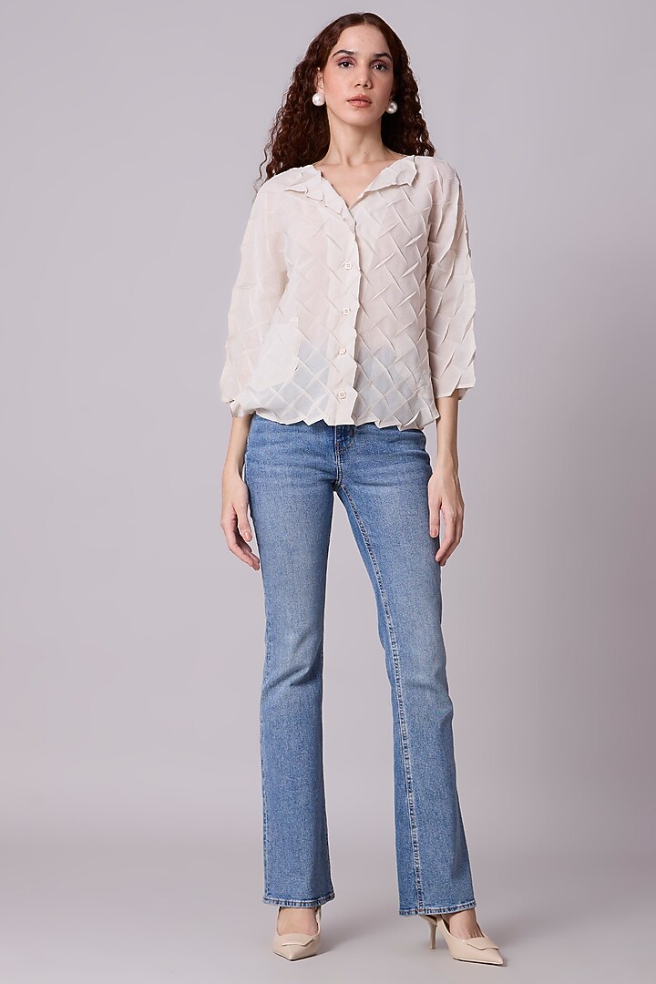 Sand Ivory Polyester Shirt by Scarlet Sage at Pernia's Pop Up Shop