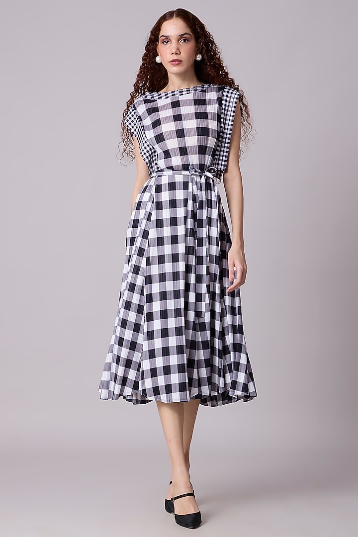 Monochrome Polyester Checkered Printed Summer Dress by Scarlet Sage at Pernia's Pop Up Shop