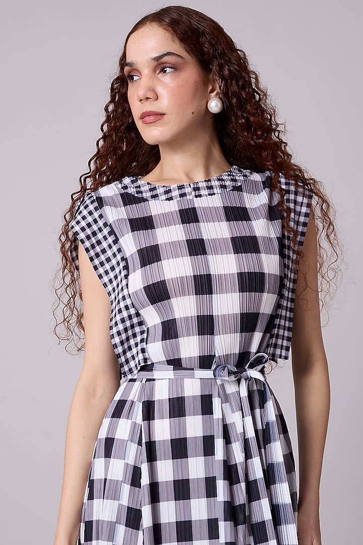 Monochrome Polyester Checkered Printed Summer Dress by Scarlet Sage at Pernia's Pop Up Shop