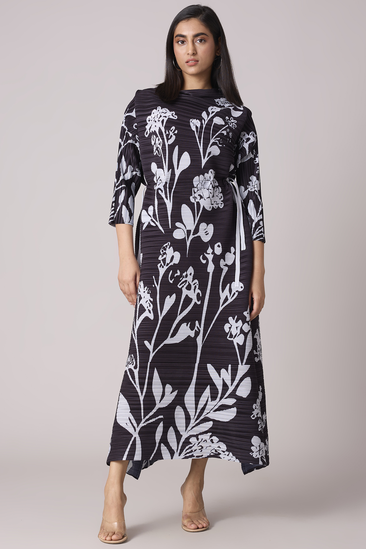 Black Polyester Floral Printed Summer Dress by Scarlet Sage at Pernia's Pop Up Shop