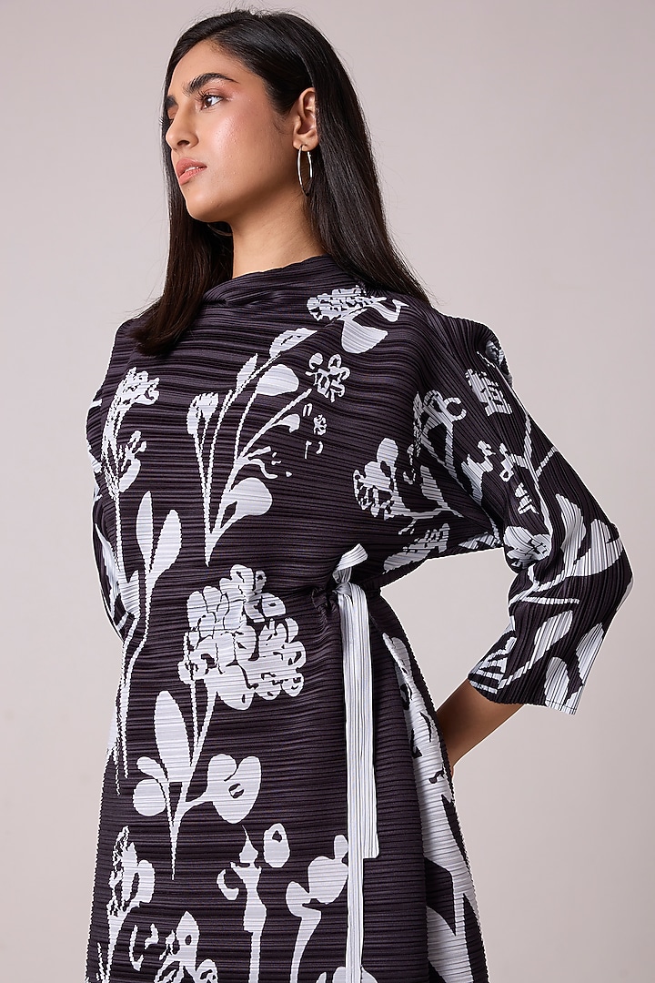 Black Polyester Floral Printed Summer Dress by Scarlet Sage at Pernia's Pop Up Shop