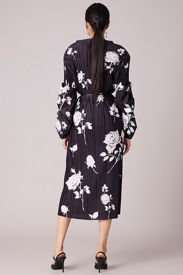 Black Polyester Floral Printed Summer Dress by Scarlet Sage at Pernia's Pop Up Shop