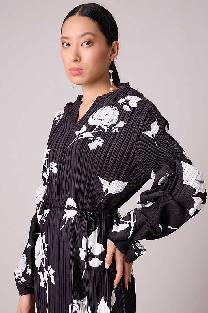 Black Polyester Floral Printed Summer Dress by Scarlet Sage at Pernia's Pop Up Shop