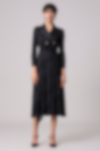 Black Polyester Summer Dress With Belt by Scarlet Sage at Pernia's Pop Up Shop