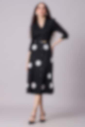 Black Polyester Polka Dot Midi Summer Dress by Scarlet Sage at Pernia's Pop Up Shop