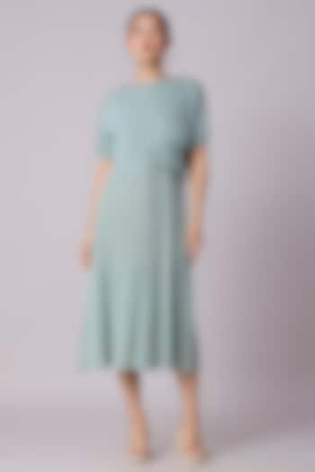 Sage Blue Polyester Midi Summer Dress With Cape by Scarlet Sage at Pernia's Pop Up Shop