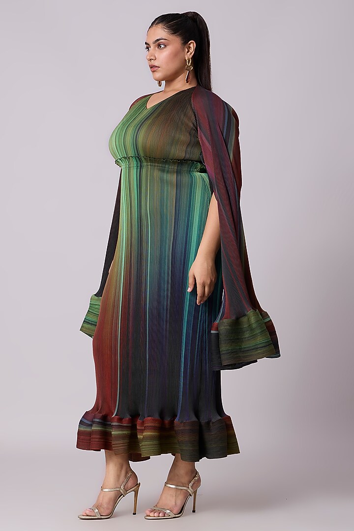Brown & Blue Polyester Asymmetric Maxi Summer Dress by Scarlet Sage at Pernia's Pop Up Shop