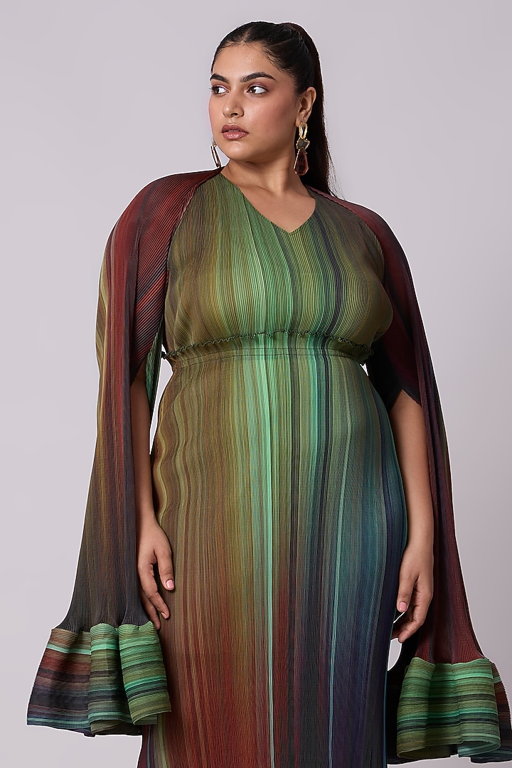 Brown & Blue Polyester Asymmetric Maxi Summer Dress by Scarlet Sage at Pernia's Pop Up Shop