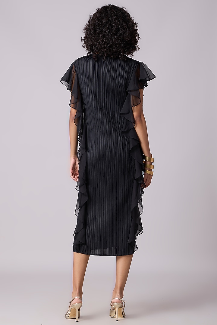 Black Polyester Ruffled Summer Dress by Scarlet Sage at Pernia's Pop Up Shop