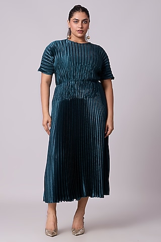 Teal Green Polyester A-Line Maxi Dress by Scarlet Sage