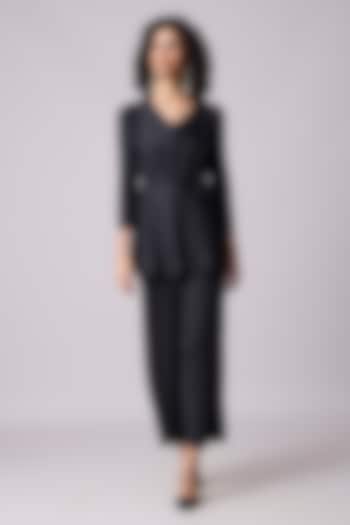 Black Polyester Chevron Co-Ord Set by Scarlet Sage at Pernia's Pop Up Shop