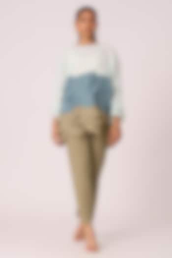 Mint & Sand Beige Polyester Color-Blocked Co-Ord Set by Scarlet Sage at Pernia's Pop Up Shop