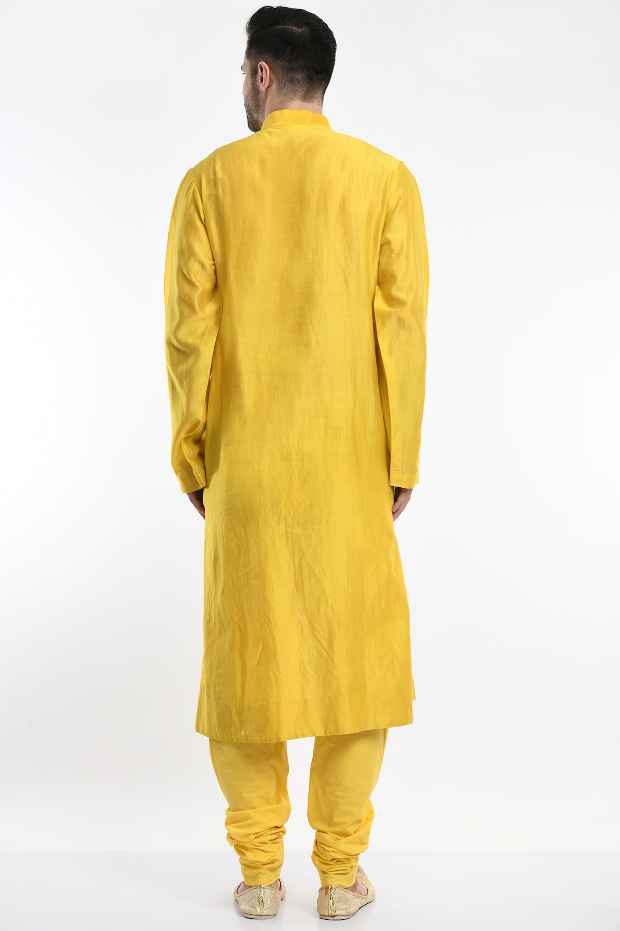 Yellow Embroidered Kurta Set by Samant Chauhan Men
