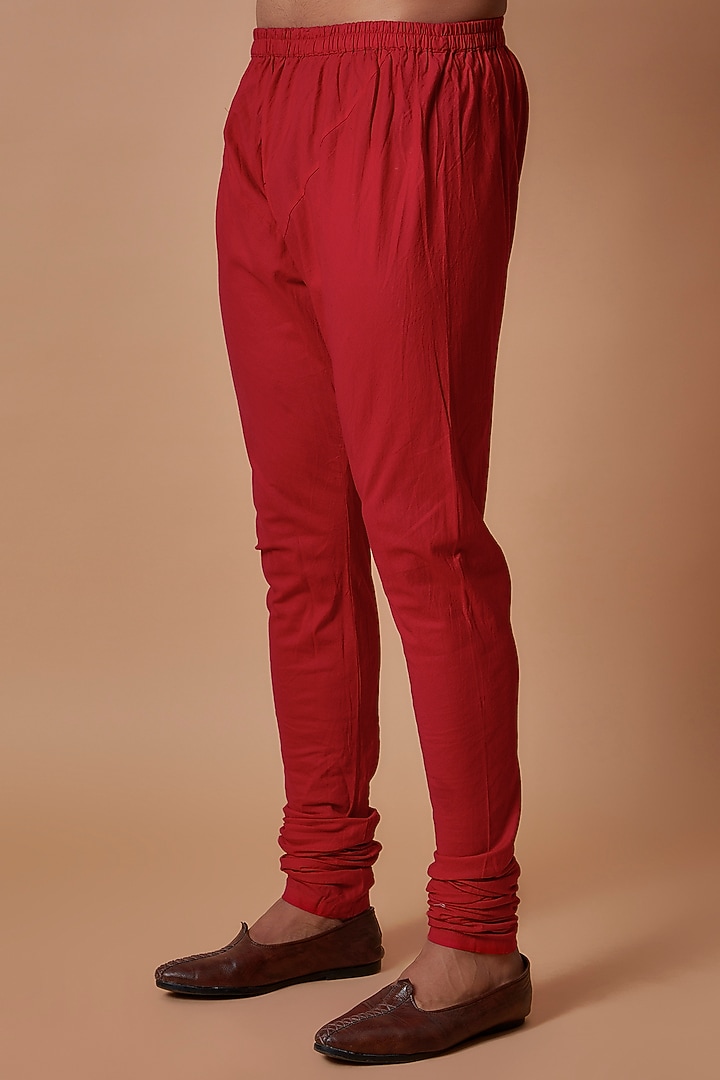 Red Cotton Silk Kurta Set by Samant Chauhan Men at Pernia's Pop Up Shop