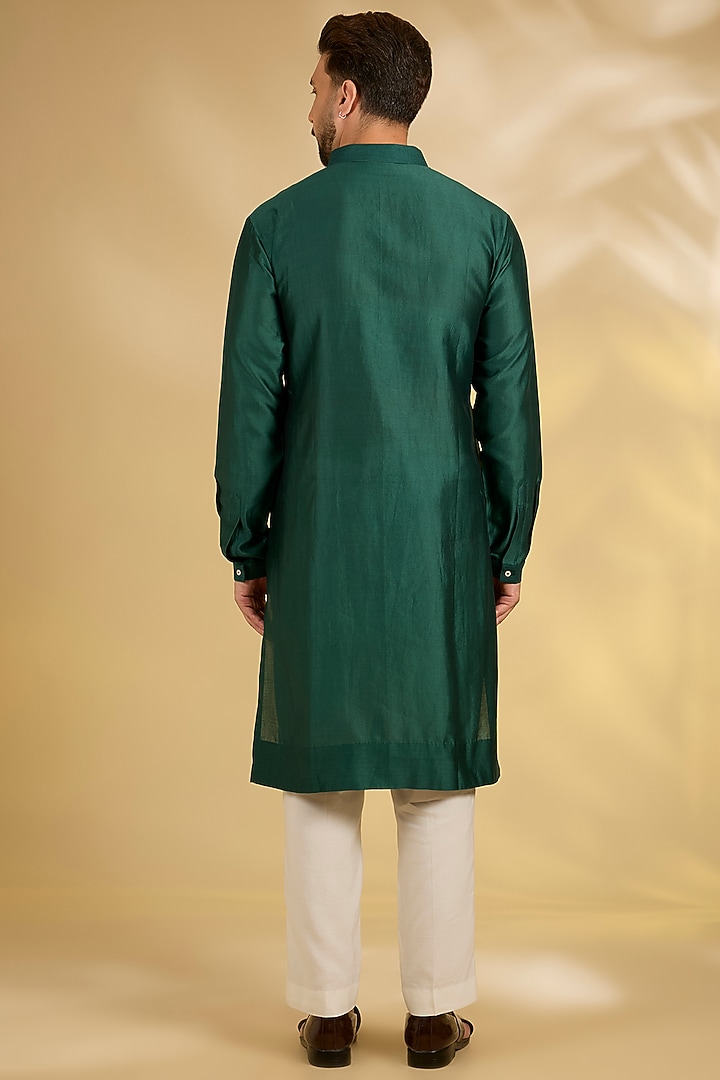 Emerald Green Silk Nehru Jacket Set by Samant Chauhan Men at Pernia's Pop Up Shop