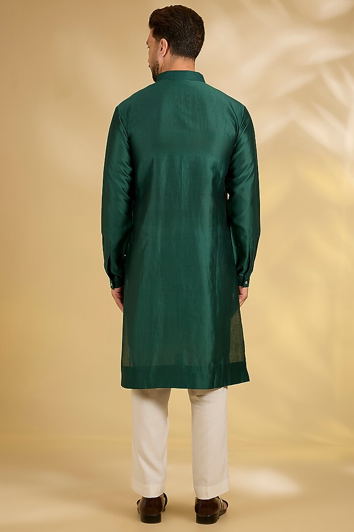 Emerald Green Silk Nehru Jacket Set by Samant Chauhan Men at Pernia's Pop Up Shop