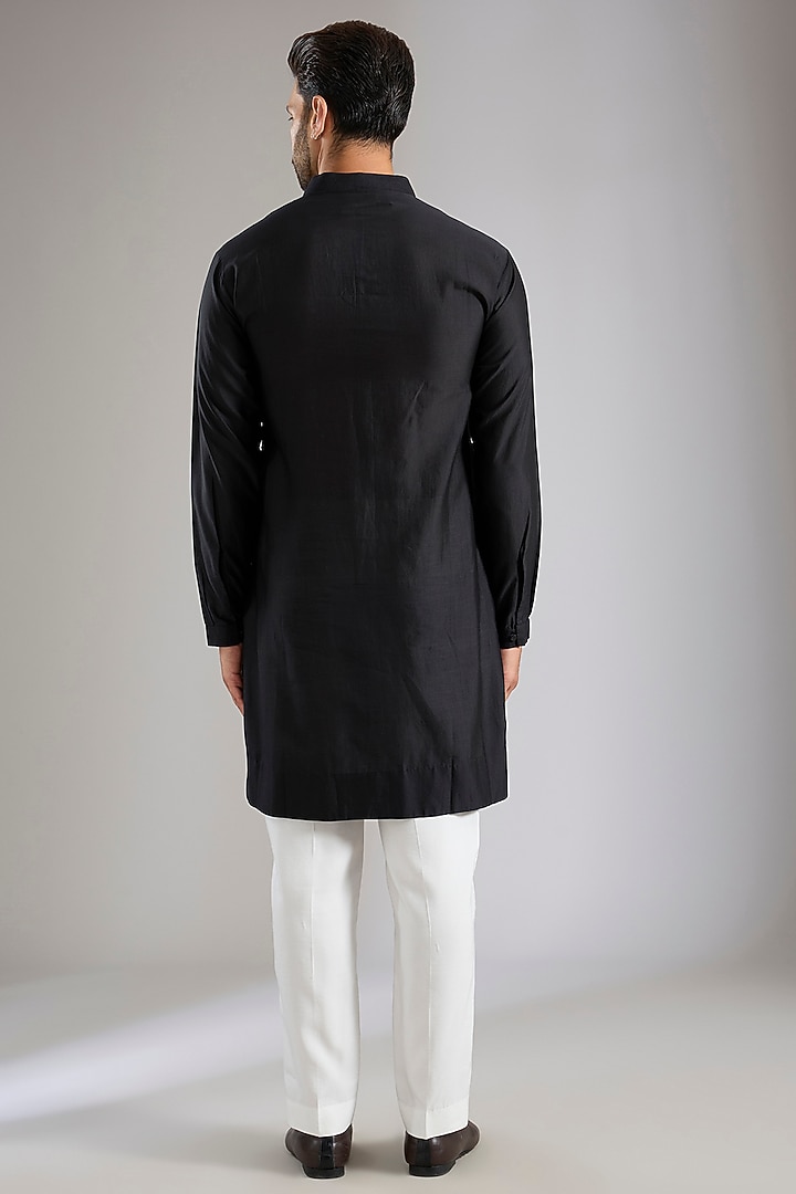 Black Silk Groom Indowestern Set by Samant Chauhan Men at Pernia's Pop Up Shop