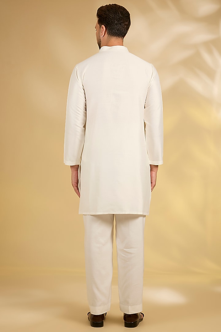 Red Silk Nehru Jacket Set by Samant Chauhan Men at Pernia's Pop Up Shop