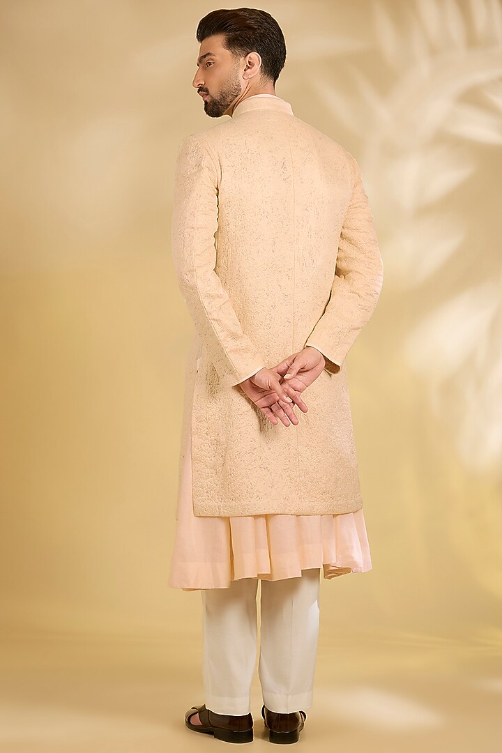 Ivory Silk Groom Sherwani Set by Samant Chauhan Men at Pernia's Pop Up Shop