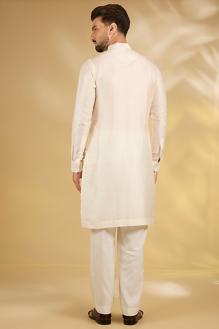 Ivory Silk Groom Sherwani Set by Samant Chauhan Men at Pernia's Pop Up Shop
