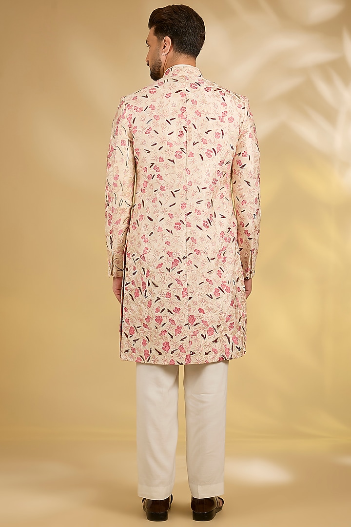 Ivory Silk Groom Sherwani Set by Samant Chauhan Men at Pernia's Pop Up Shop