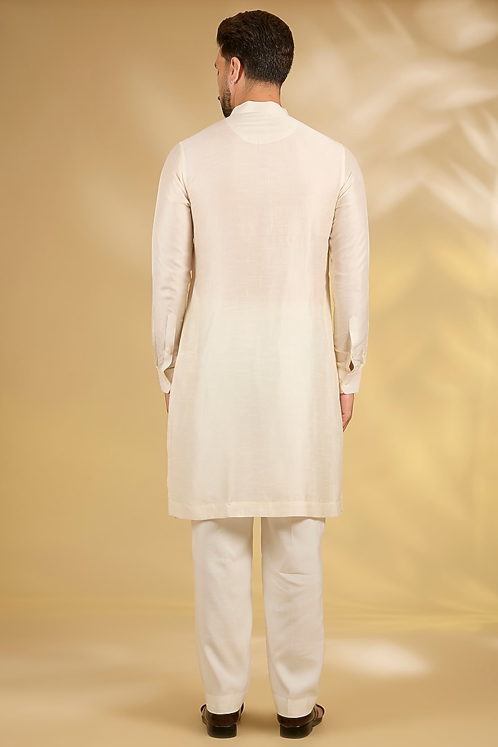Ivory Silk Groom Sherwani Set by Samant Chauhan Men at Pernia's Pop Up Shop