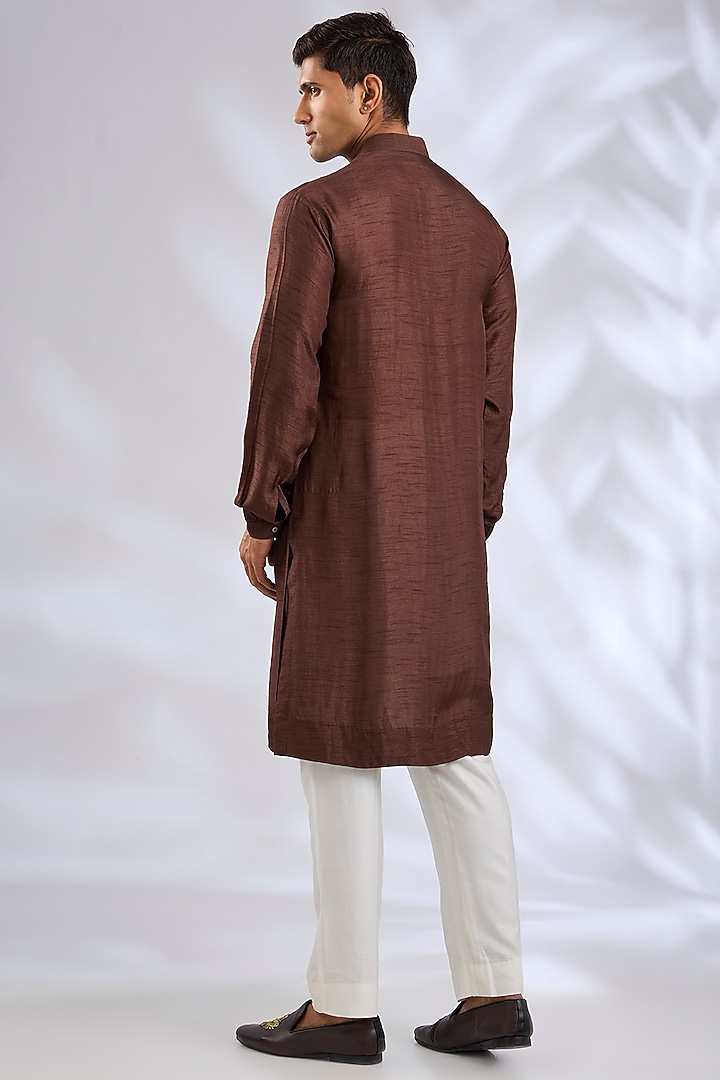 Brown Silk Groom Sherwani Set by Samant Chauhan Men at Pernia's Pop Up Shop