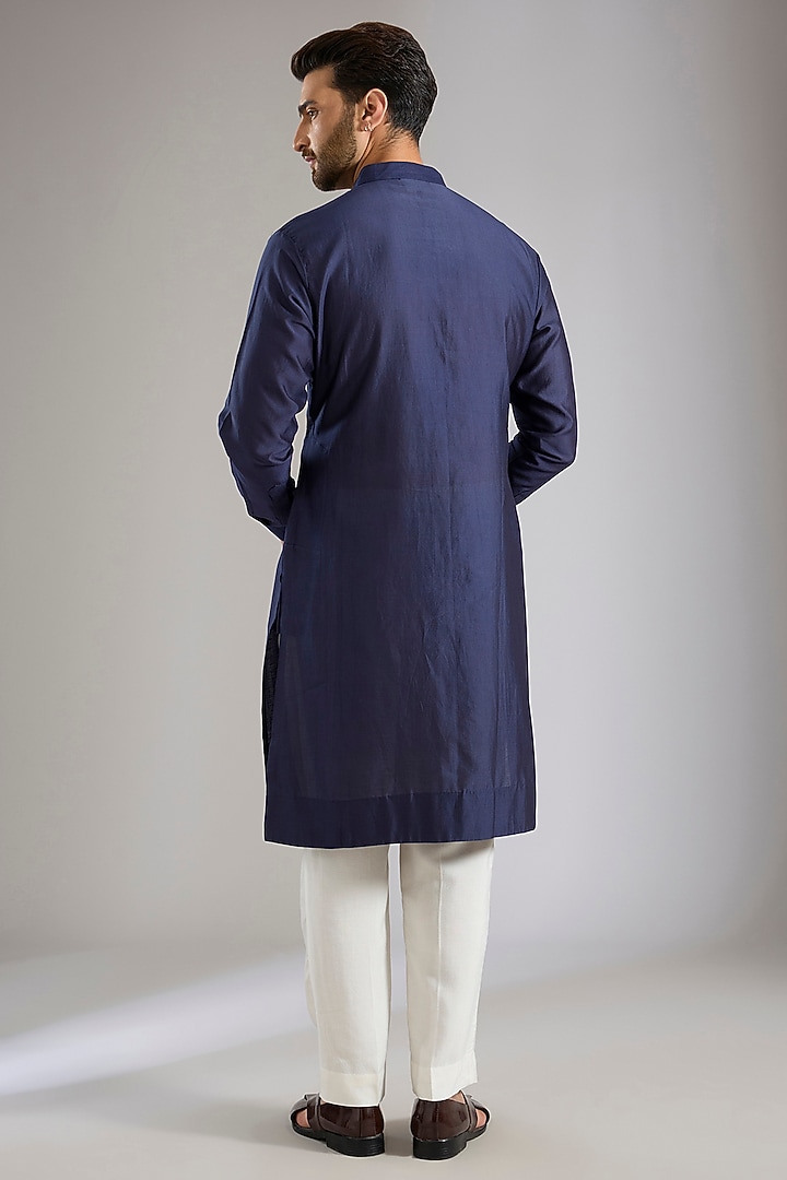 Blue Silk Groom Sherwani Set by Samant Chauhan Men at Pernia's Pop Up Shop