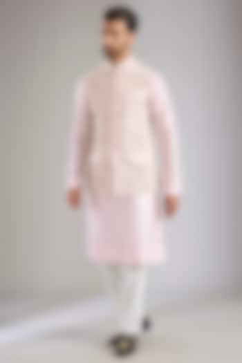 Ivory Silk Bundi Jacket Set by Samant Chauhan Men at Pernia's Pop Up Shop