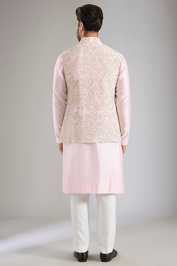 Ivory Silk Bundi Jacket Set by Samant Chauhan Men at Pernia's Pop Up Shop