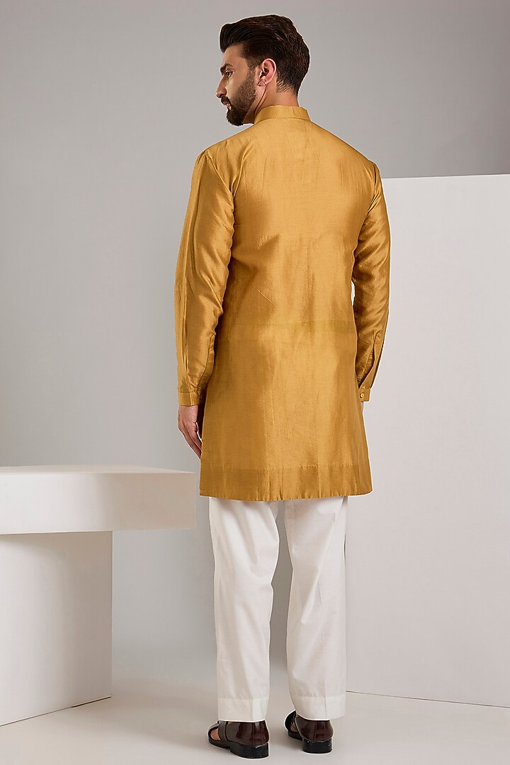 Mustard Silk Groom Indowestern Set by Samant Chauhan Men at Pernia's Pop Up Shop