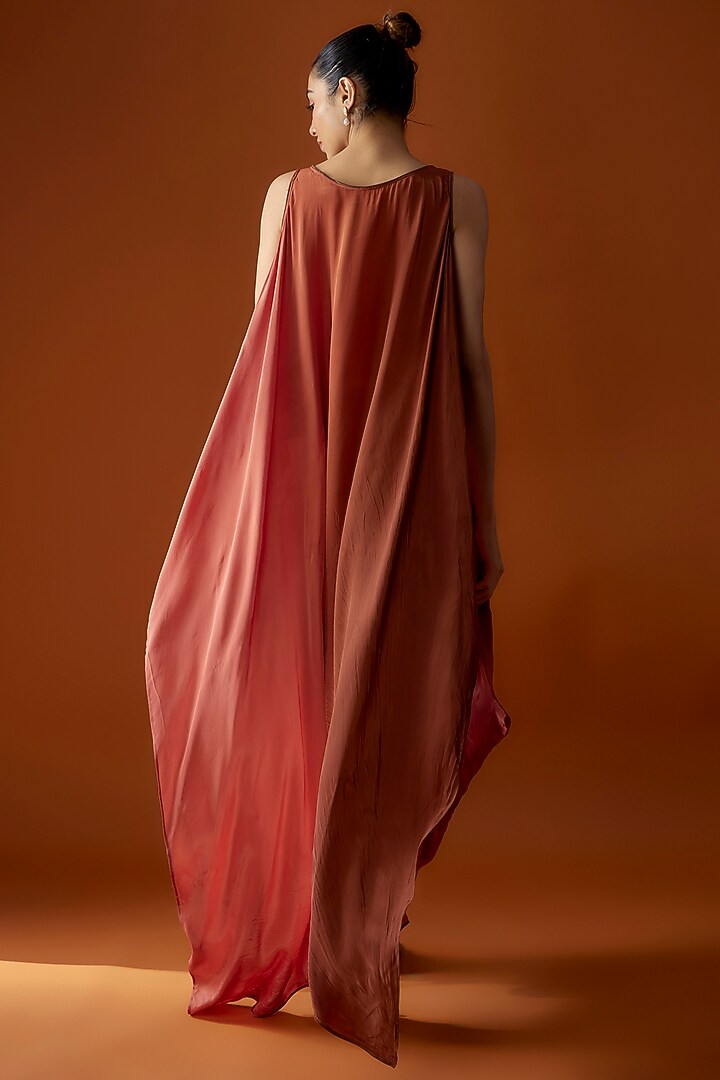 Rust & Brown Satin Dhoti Set by Script at Pernia's Pop Up Shop
