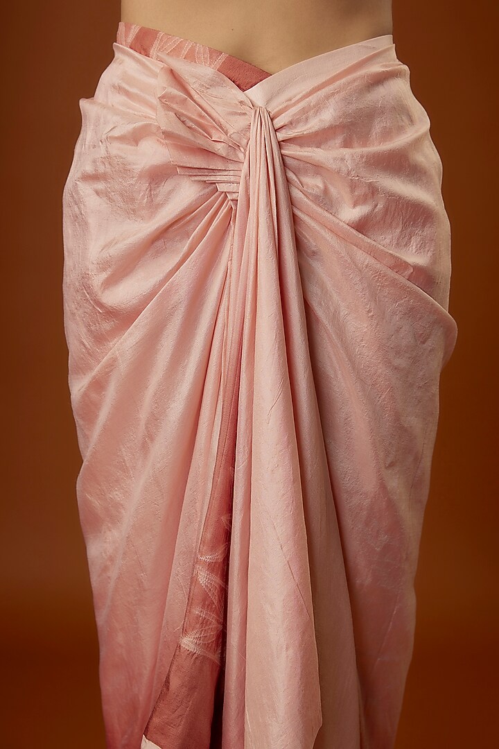 Peach & Rose Silk Draped Skirt Set by Script at Pernia's Pop Up Shop