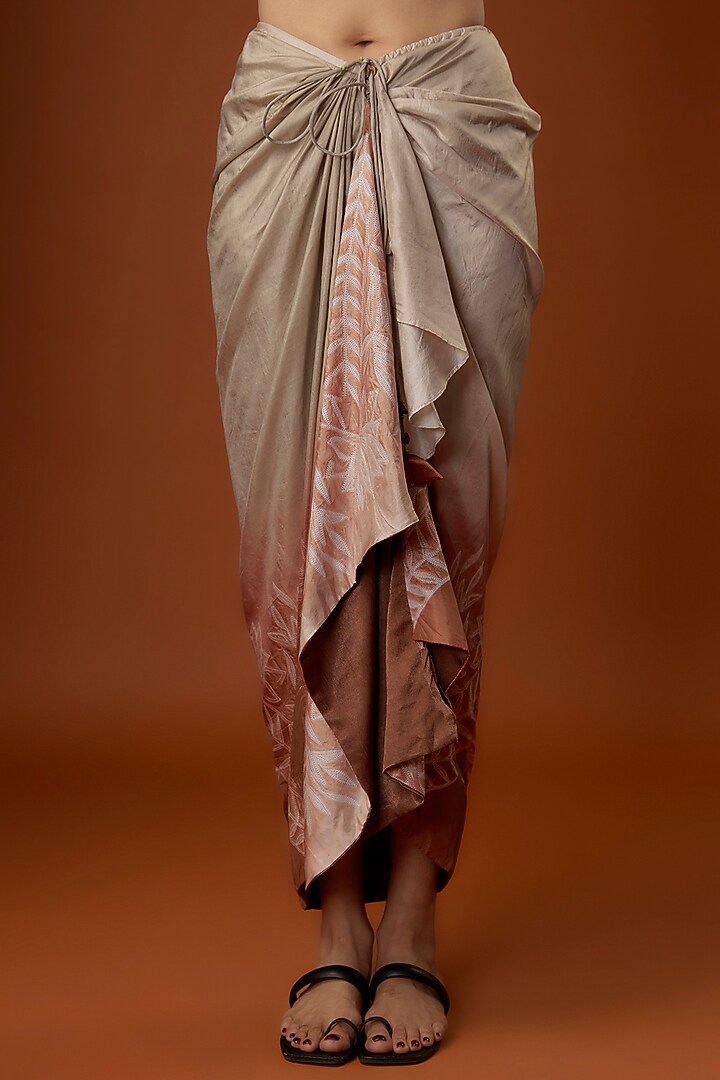 Silver & Dusky Rose Silk Skirt Set by Script at Pernia's Pop Up Shop