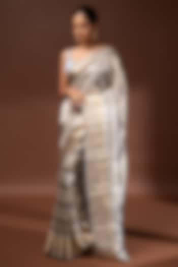 Grey Banarasi Tissue Zari Work Saree by Sacred Weaves at Pernia's Pop Up Shop